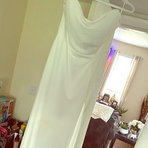 Long white split side dress